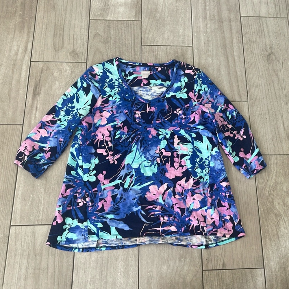 Chicos Floral Long Sleeve Top